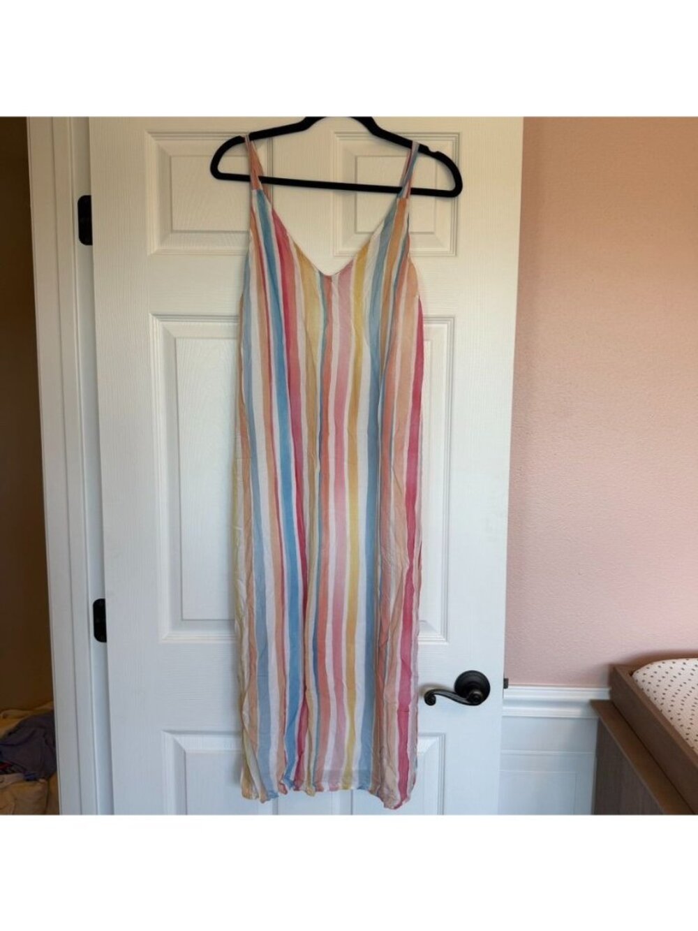 Boho Resortwear Multicolor Striped Midi Summer Dress Size Medium